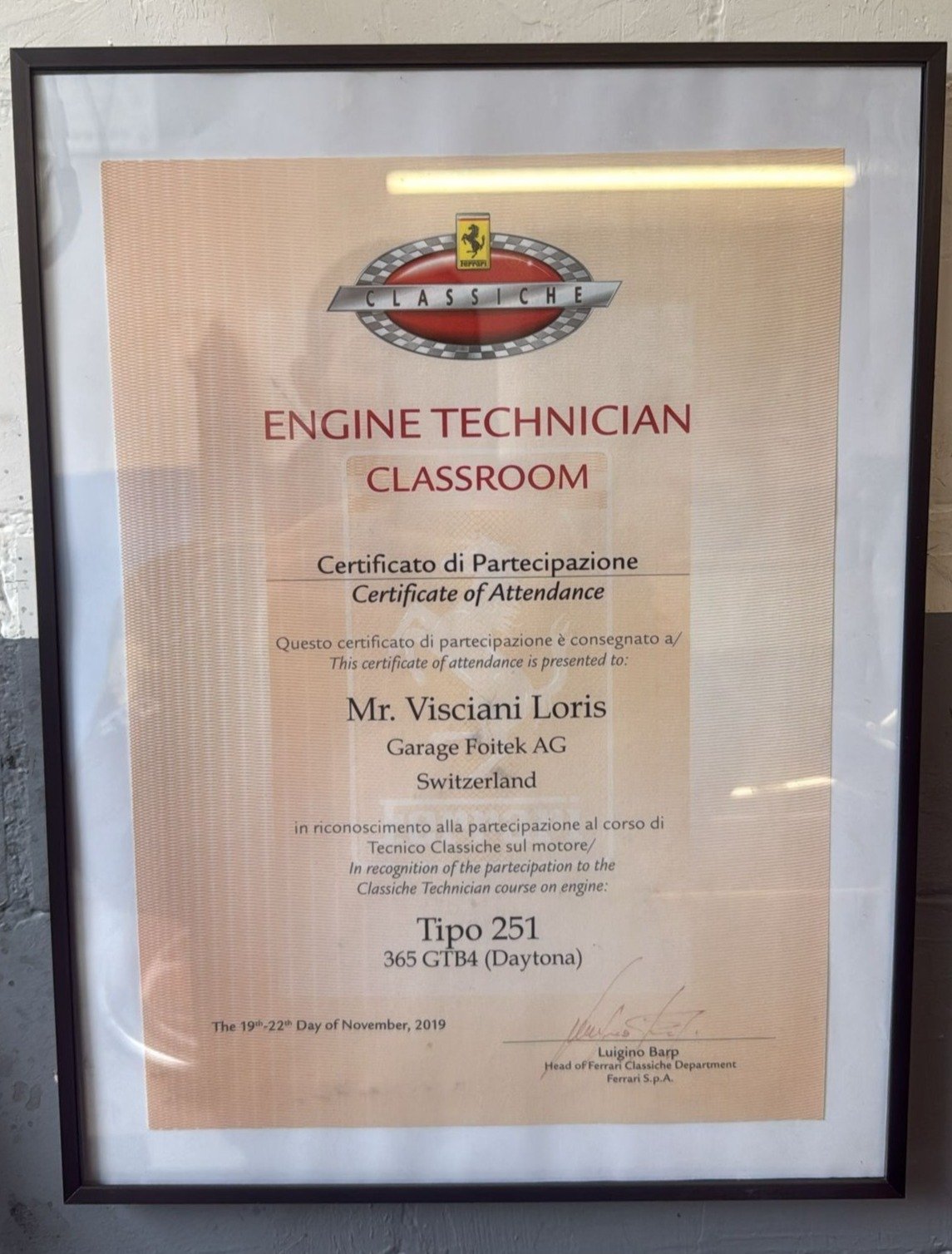 Zertifikat Ferrari Daytona Loris 2